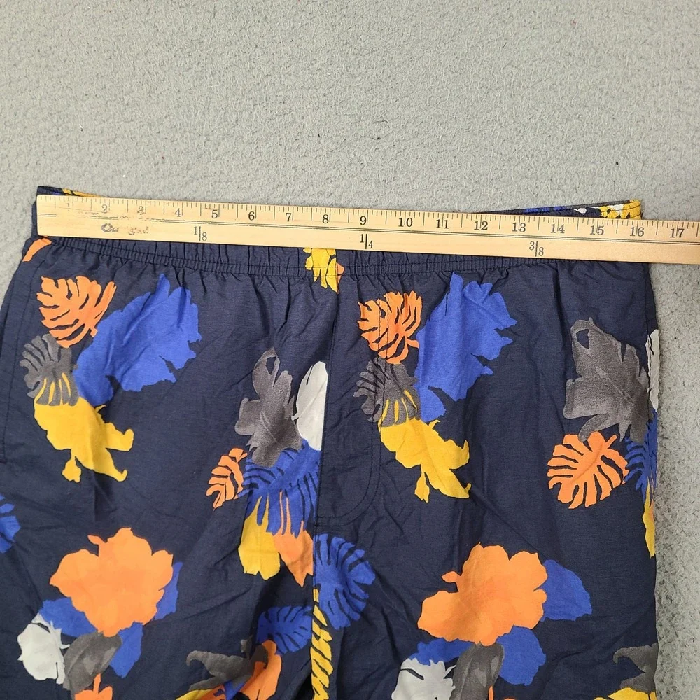 Columbia Swim Trunks Shorts Mens Large Navy Blue Tropical Floral Mesh Lined